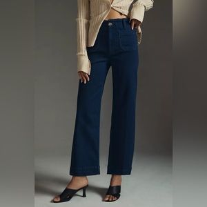The Colette Denim Cropped Wide-Leg Jeans by Maeve
